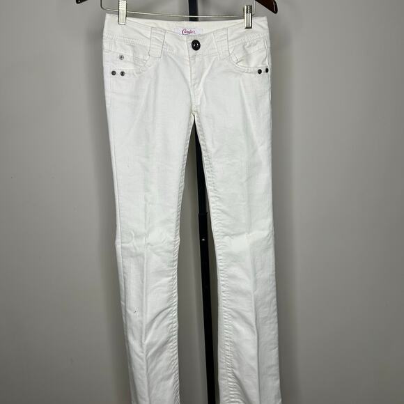 Candies White Jeans- size 1- embroidered pockets, like new, skinny- small flaw - Picture 1 of 7